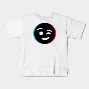 TikTok wink emoji smiley Black Kids T-Shirt